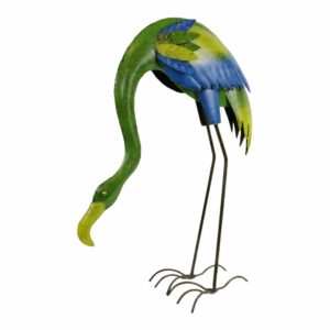 Metalen Struisvogel Bukkend Blauw/Groen Small
