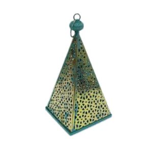 Metalen Theelichthouder Piramide (Turquoise)