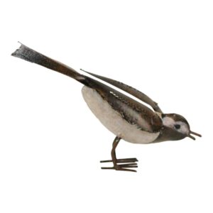 Metalen Vogel Gebukt Bruin/Wit/Zwart