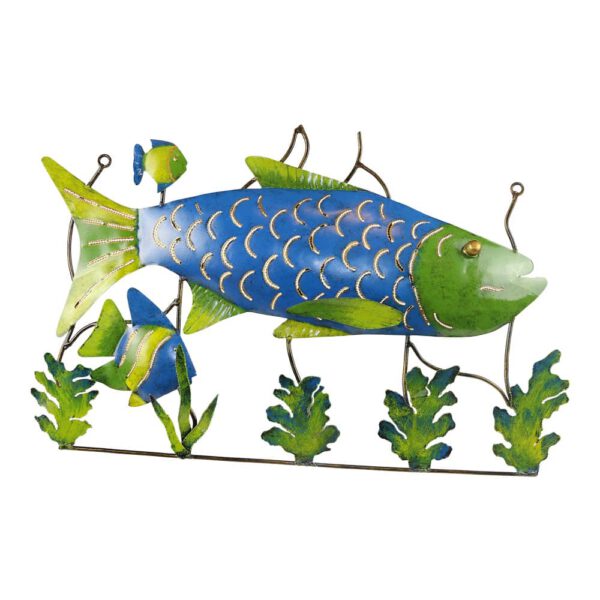 Metalen Wanddecoratie Vis Zeeleven Blauw/Groen