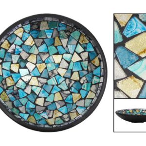 Mozaieken Schaal Turquoise/Goud- Zilverkleurig  (Medium)