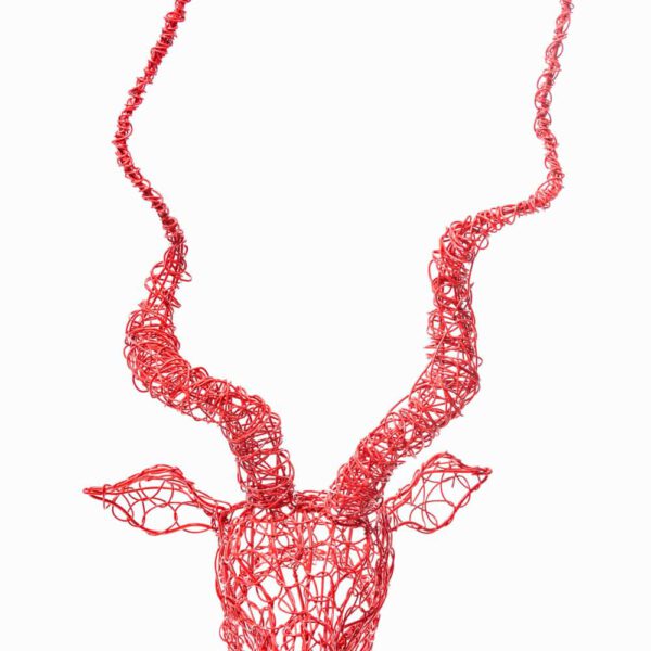 Muurdecoratie IJzerdraad - Kop van Kudu Antilope Rood