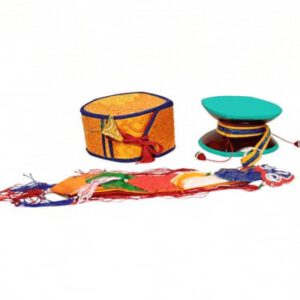 Mystieke Rituele Drum (Damaru) met Gele Tas