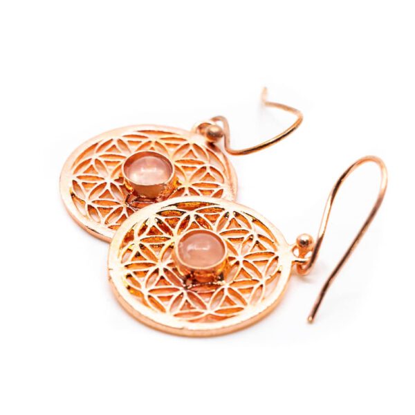 Oorbellen Flower of Life Rozenkwarts Koper (20 mm)