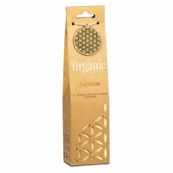 Organic Goodness Jasmijn Wierookkegels + Houder (12 pakjes van 72