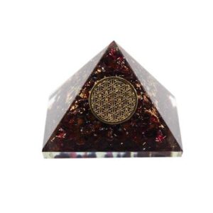 Orgone Piramide Granaat - Flower of Life - (40 mm)