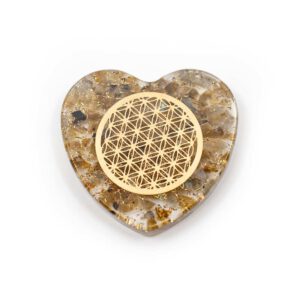 Orgoniet Hart Labradoriet met Koperen Flower of Life