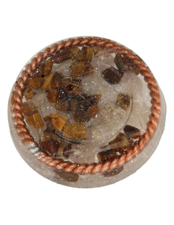 Orgonite Beschermschijf met Tijgeroog en Merkabah