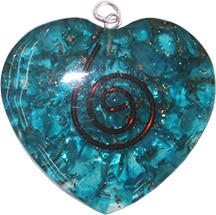 Orgonite Hanger Koperen Spiraal Hart Blauwe Topaas