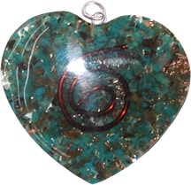 Orgonite Hanger Koperen Spiraal Hart Chryscocolla