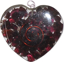 Orgonite Hanger Koperen Spiraal Hart Granaat