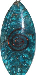 Orgonite Hanger Koperen Spiraal Ovaal Blauwe Topaas