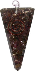 Orgonite Hanger Koperen Spiraal Punt Granaat