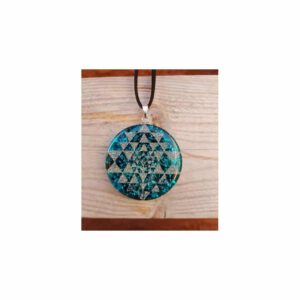 Orgonite Hanger Sri Yantra Rond Bergkristal Blauw