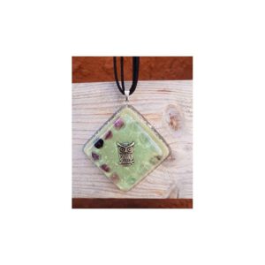 Orgonite Hanger Uil Vierkant Fluoriet