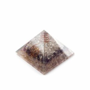 Orgonite Piramide Amethist/ Bergkristal/ Rozenkwarts (70 mm)