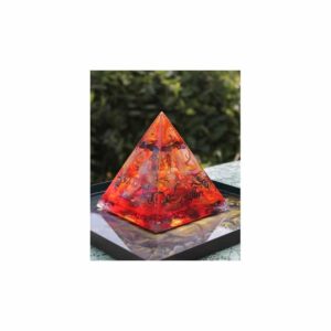 Orgonite Piramide Amethist/ Bergkristal/ Rozenkwarts - "Red Flower" -