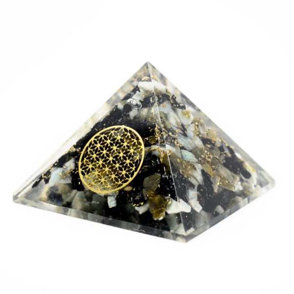 Orgonite Piramide Chrysocolla - Flower of Life - (40 mm)