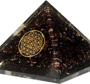 Orgonite Piramide Granaat - Flower of Life - (60 mm)