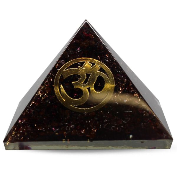 Orgonite Piramide Granaat - Ohm - (40 mm)