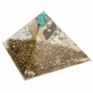 Orgonite Piramide Howliet/ Seleniet/ Tijgeroog (70 mm)