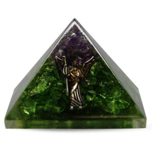 Orgonite Piramide Peridoot/ Amethist - Engel - (40 mm)