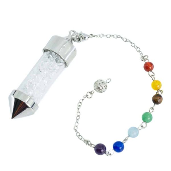 Pendel Edelsteen Bergkristal Capsule met 7 Chakra Kralenketting