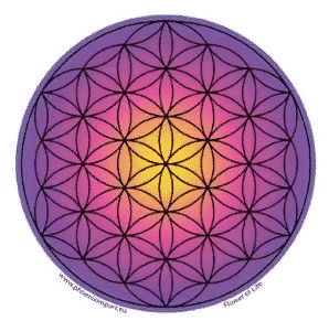 Raamsticker Flower of Life (Geel-Paars)