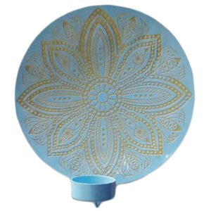 Ronde Metalen Muurdecoratie Mandala (Aqua)