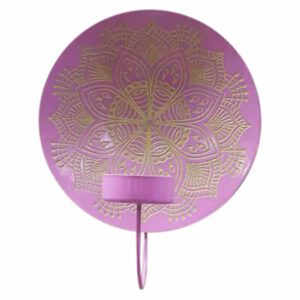 Ronde Metalen Muurdecoratie Mandala (Roze)