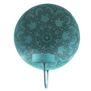 Ronde Metalen Muurdecoratie Mandala (Turquoise)