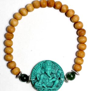 Sandalwood Elastische Armband Turquoise Ganesha