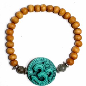 Sandalwood Elastische Armband Turquoise Om