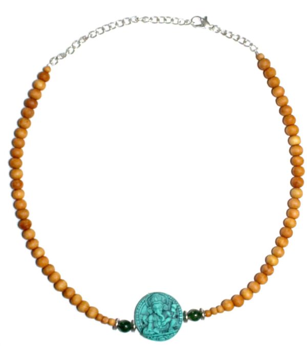 Sandalwood Verstelbare Ketting - Turquoise Ganesh