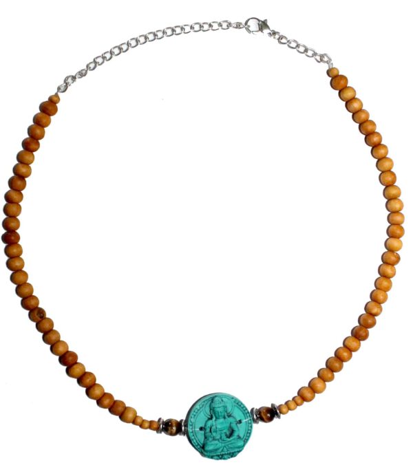 Sandalwood Verstelbare Ketting - Turquoise  Medicine Buddha