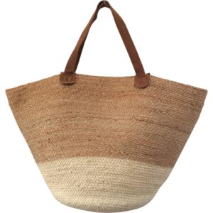 Shopper van Jute met leren Hengsel (42 x 65 cm)