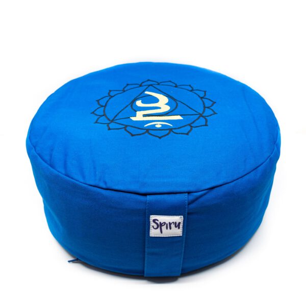 Spiru Meditatiekussen Katoen Blauw – 5e Chakra Vishuddha – 36 x 15 cm