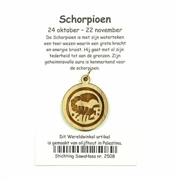 Sterrenbeeld Schorpioen Olijfhout (3 cm)