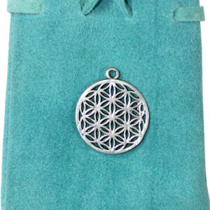 Suède Tasje Turqoise With Flower of Life