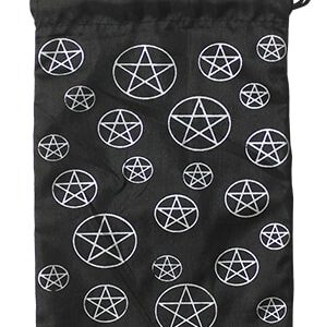 Synthetisch Zijde Tasje - 20cm - Pentagram op Zwart