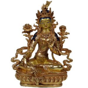 Tara Boeddha Beeld Groene Tara Goudkleurig - 20 cm
