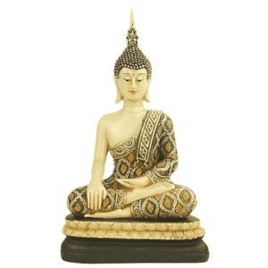 Thaise Boeddha Beeld Zittend Polyresin Wit - 22 x 13 x 36 cm