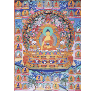 Thangka Reproductie - Shakyamuni Boeddha met 35 Boeddha&apos;s