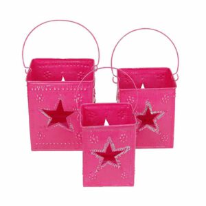 Theelichthouders Aluminium Roze (Set van 3)