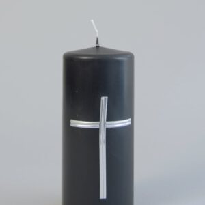 Traditionele Kerkkaars - Gedachteniskaars met Zilveren Kruis - 18 x 8