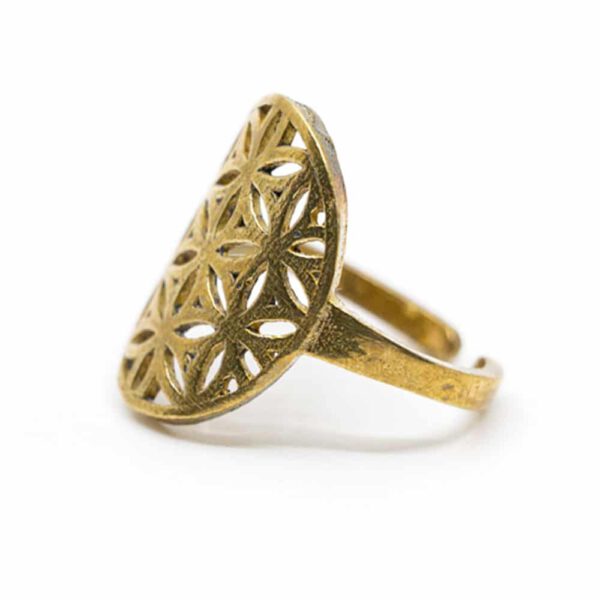 Verstelbare Ring Flower of Life Goudkleurig (20 mm)