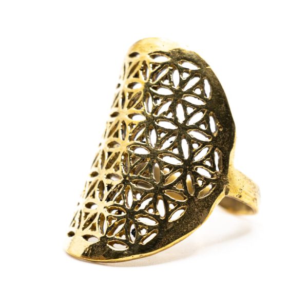 Verstelbare Ring Flower of Life Goudkleurig (30 mm)