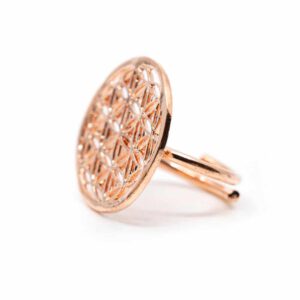 Verstelbare Ring Flower of Life Roze Goudkleur