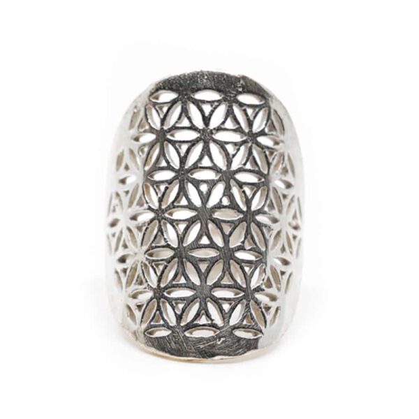 Verstelbare Ring Flower of Life Zilverkleurig (30 mm)