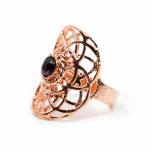 Verstelbare Ring Seed of Life Koper met Amethist (30 mm)